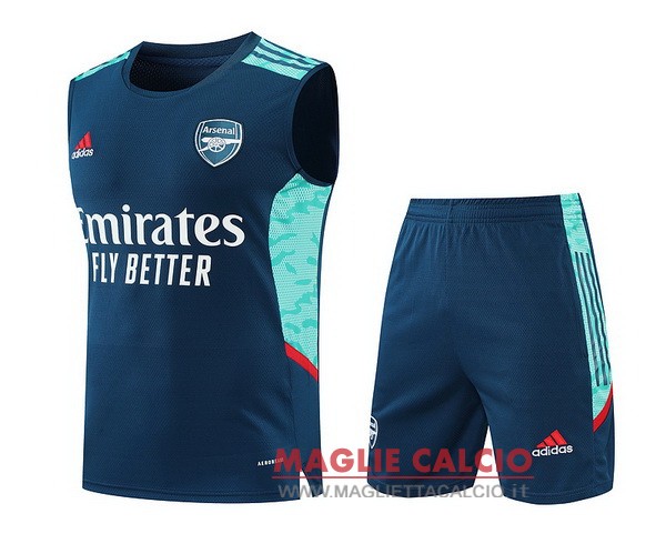 nuova formazione senza maniche set completo magliette arsenal 2022-2023 blu verde