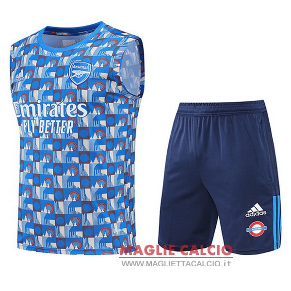 nuova formazione senza maniche set completo magliette arsenal 2022-2023 blu