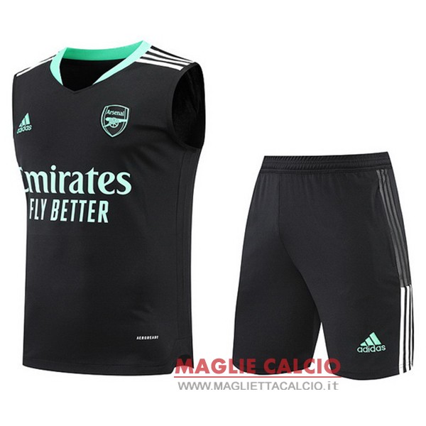 nuova formazione senza maniche set completo magliette arsenal 2022-2023 nero verde