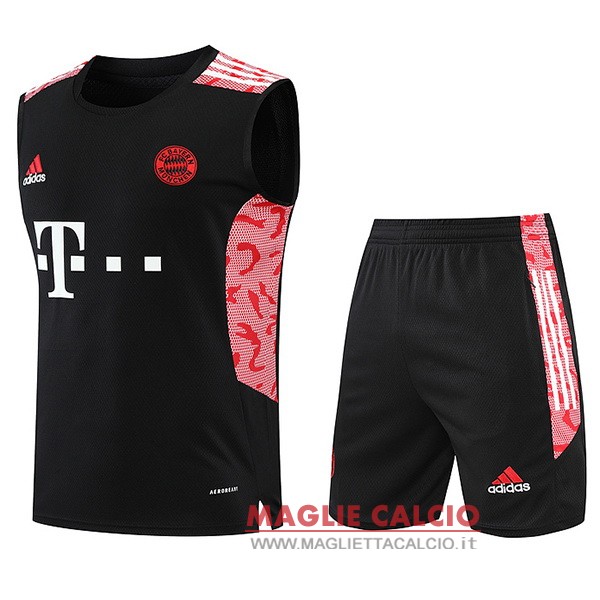 nuova magliette bayern munich formazione senza maniche set completo 2022-2023 nero I rosso