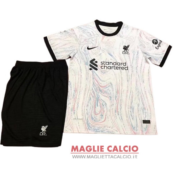 nuova seconda magliette liverpool set completo bambino 2022-2023 bianco