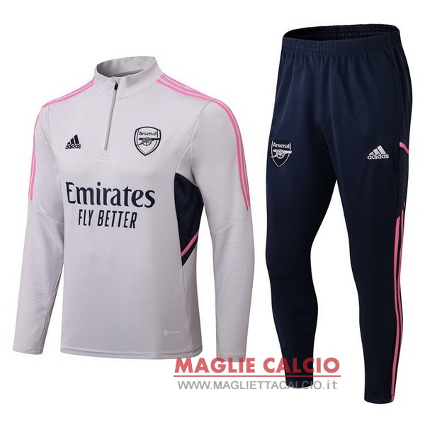 nuova arsenal insieme completo grigio nero rosa giacca 2022-2023