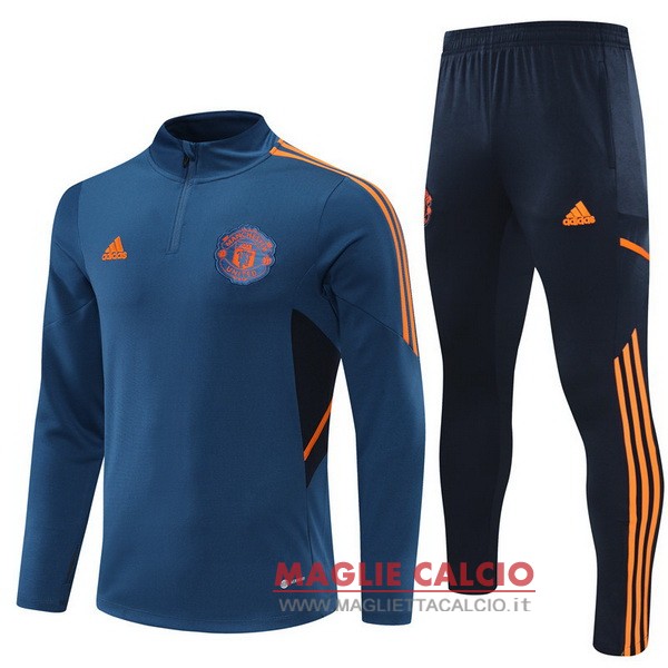 nuova manchester united insieme completo blu arancione giacca 2022-2023