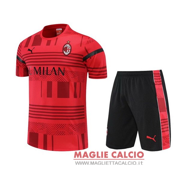 Nuova Formazione Insieme Completo Divisione Magliette Ac Milan 2022-2023 rosso nero