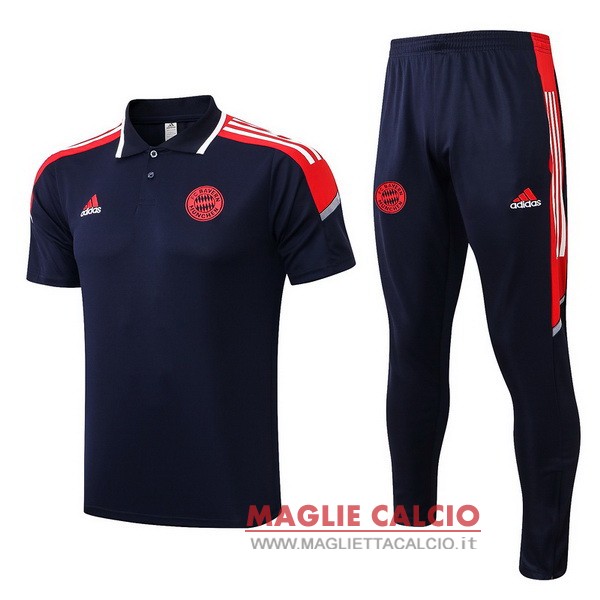 polo set completo maglia bayern munich 2022-2023 nero rosso