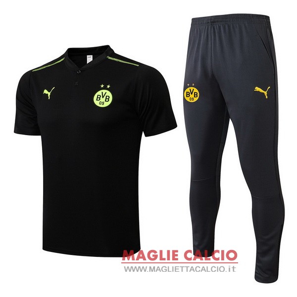 Polo set completo maglia borussia dortmund 2022-2023 nero giallo