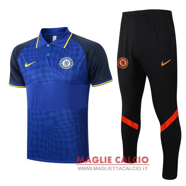 polo set completo maglia chelsea 2022-2023 blu nero