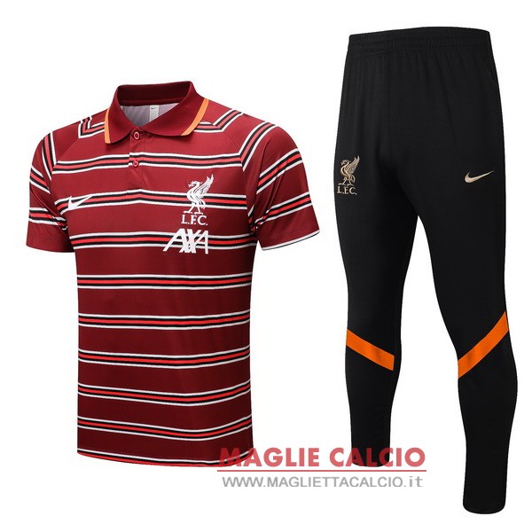 polo set completo maglia liverpool 2022-2023 rosso nero