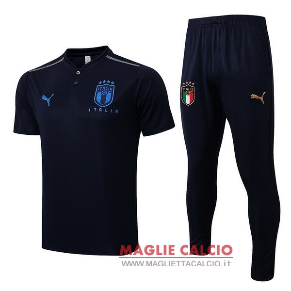 polo set completo maglia italia 2022 blu navy