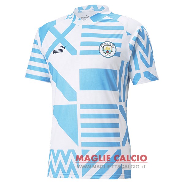 nuova Previo al partido divisione magliette manchester city 2022-2023 blu