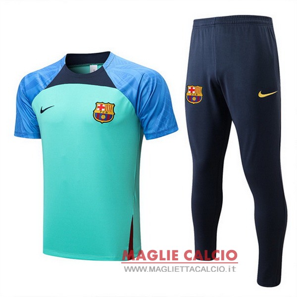 nuova formazione set completo divisione magliette barcelona 2022-2023 blu I verde
