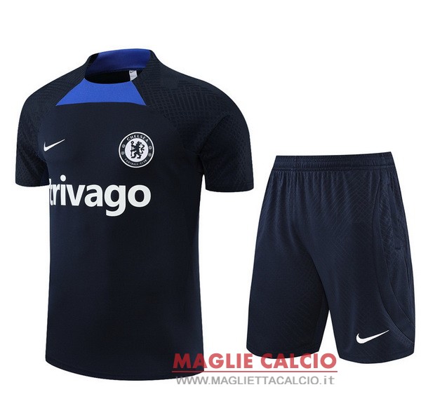 nuova formazione insieme completo divisione magliette chelsea 2022-2023 blu navy