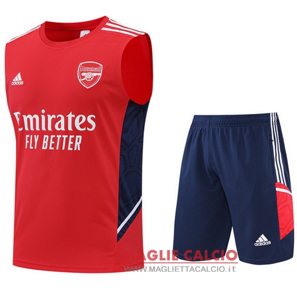 nuova formazione senza maniche set completo magliette arsenal 2022-2023 rosso blu