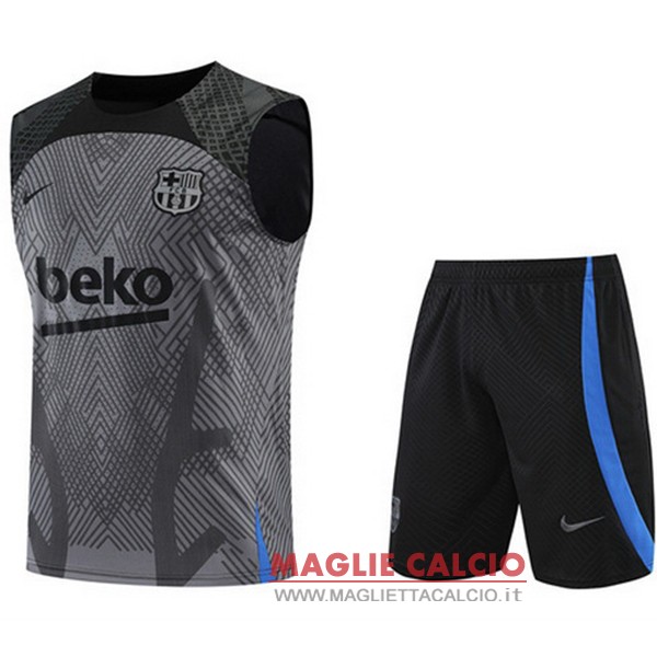 nuova formazione set completo divisione senza maniche magliette barcelona 2022-2023 grigio nero