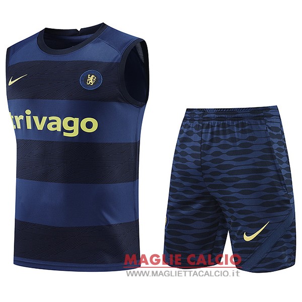 nuova magliette chelsea formazione senza maniche set completo 2022-2023 blu navy