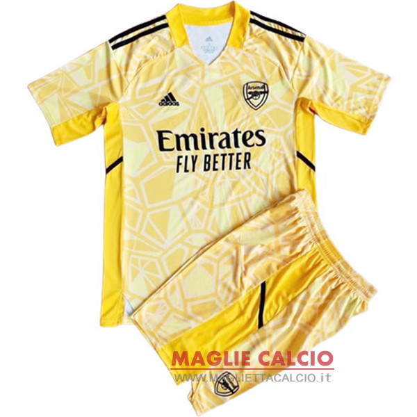 nuova portiere magliette arsenal set completo bambino 2022-2023 giallo