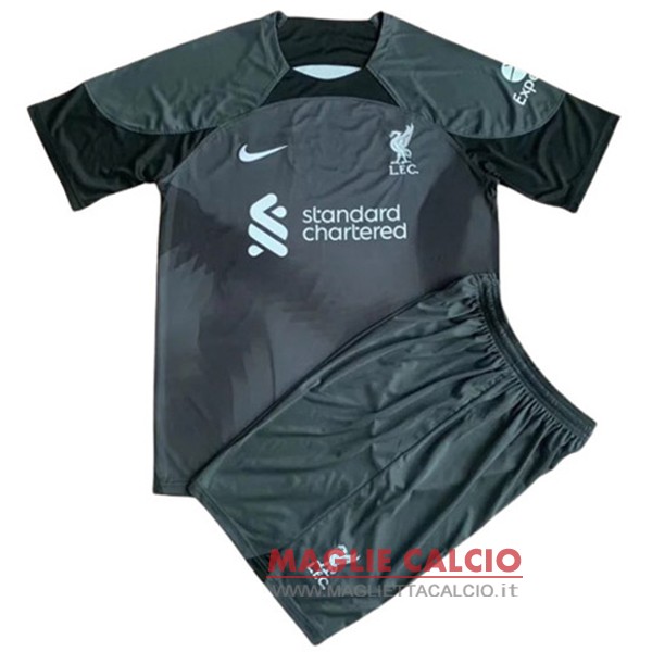 nuova magliette portiere liverpool set completo bambino 2022-2023 nero