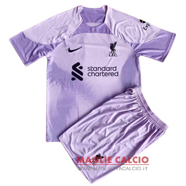 nuova magliette portiere liverpool set completo bambino 2022-2023 purpureo