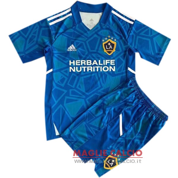 nuova magliette portiere los angeles galaxy set completo bambino 2022-2023 blu navy