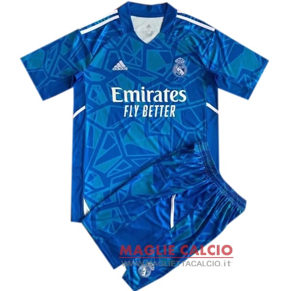 nuova maglietta portiere real madrid set completo bambino 2022-2023 blu