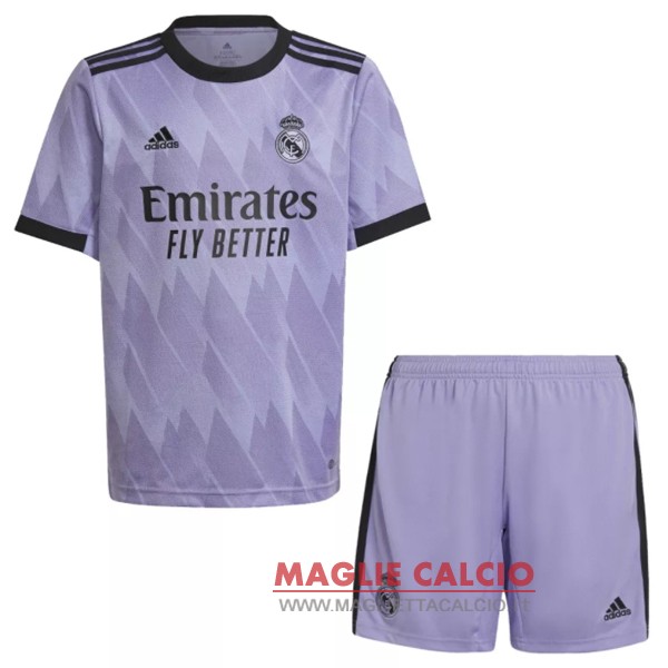 nuova seconda maglietta real madrid set completo bambino 2022-2023