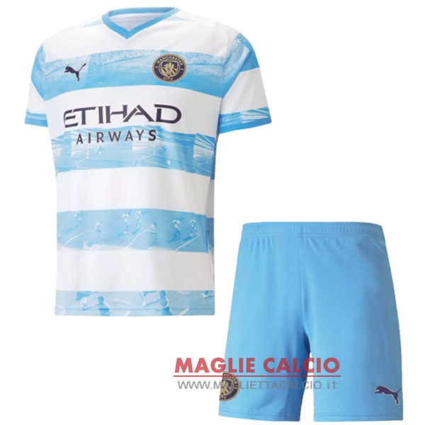 nuova speciale magliette manchester city set completo bambino 2022-2023 blu