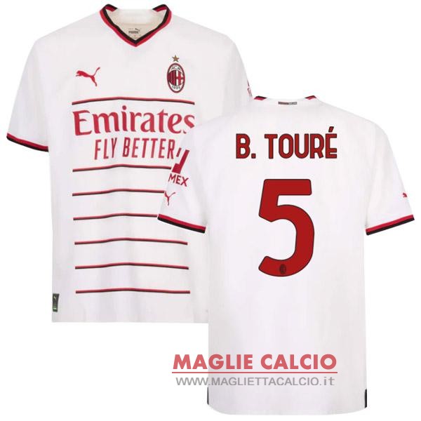 nuova maglietta ac milan 2022-2023 B.Touré 5 segunda