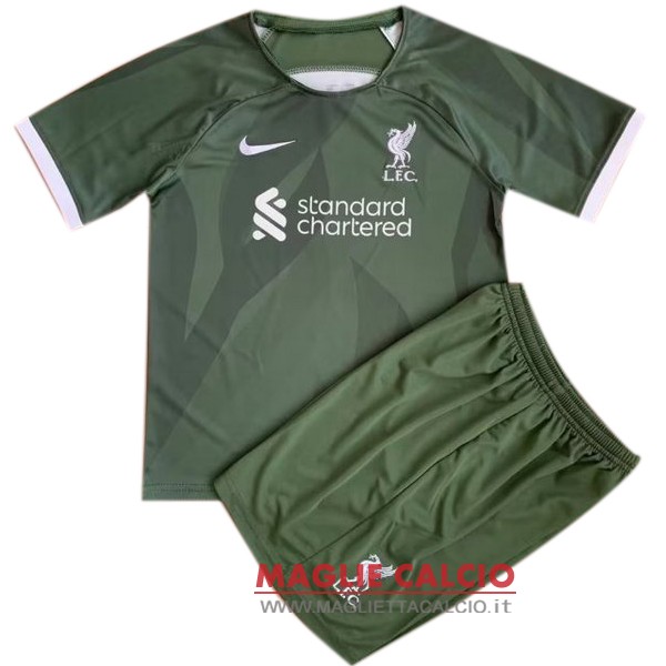 nuova concetto magliette liverpool set completo bambino 2023-2024 I verde