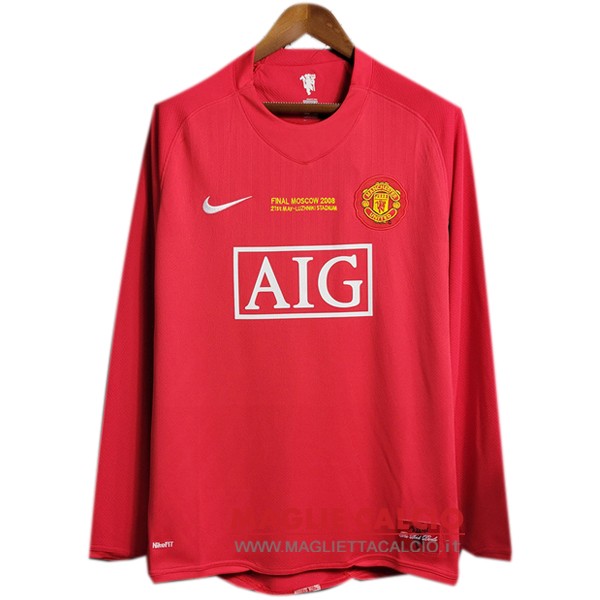nuova prima I divisione magliette manica lunga manchester united retro 2007-2008 rosso