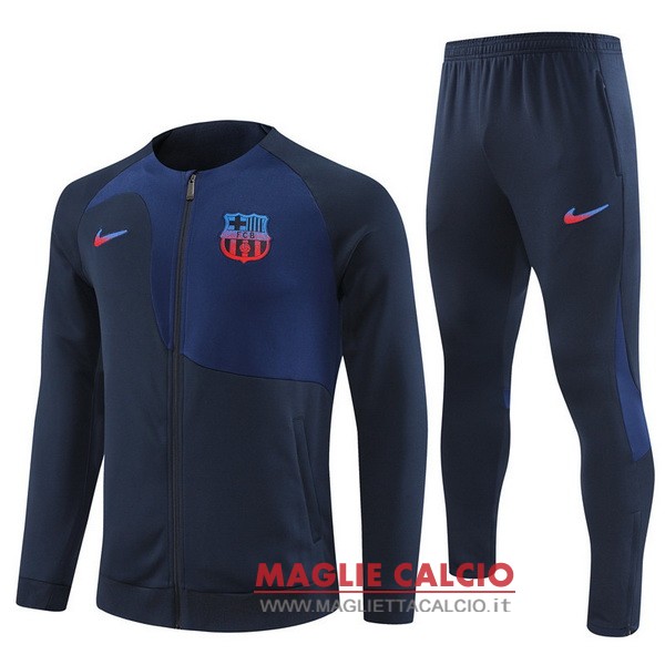 giacca lunga zip bambino set completo barcelona 2023-2024 blu I navy
