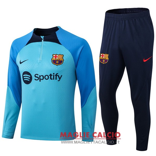 felpa da allenamento bambino set completo barcelona 2022-2023 blu I verde