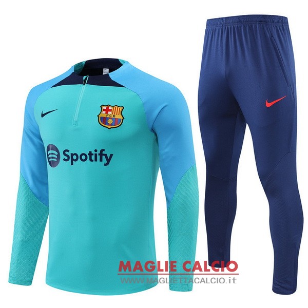 felpa da allenamento bambino set completo barcelona 2022-2023 blu II verde