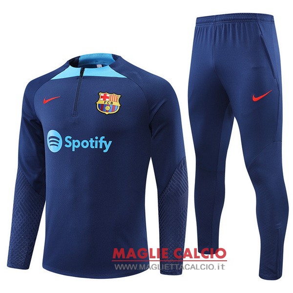 felpa da allenamento bambino set completo barcelona 2022-2023 blu navy