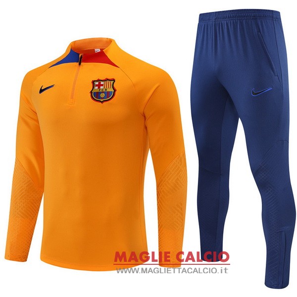 felpa da allenamento bambino set completo barcelona 2022-2023 giallo blu