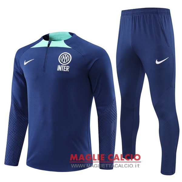 felpa da allenamento bambino set completo inter milan 2022-2023 blu