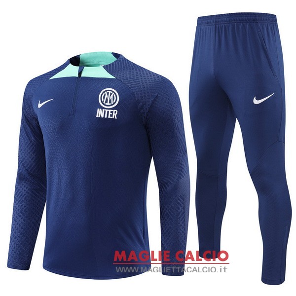 felpa da allenamento giocatori bambino set completo inter milan 2022-2023 blu