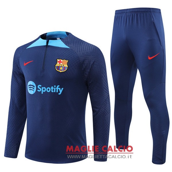 felpa da allenamento giocatori bambino set completo barcelona 2022-2023 blu navy