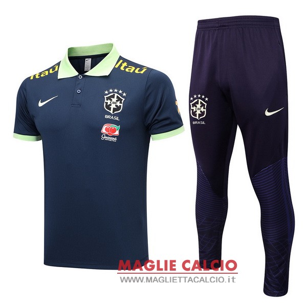 polo set completo maglia brasile 2023 blu navy I verde