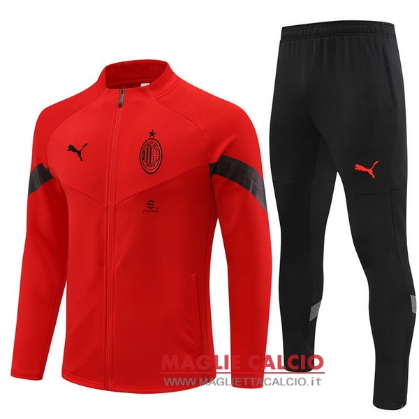 nuova ac milan insieme completo rosso II nero bambino giacca 2023-2024
