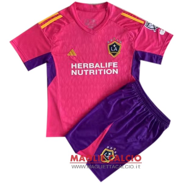 nuova magliette portiere los angeles galaxy set completo bambino 2023-2024 rosa