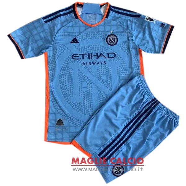 nuova prima magliette portiere new york city set completo bambino 2023-2024 blu
