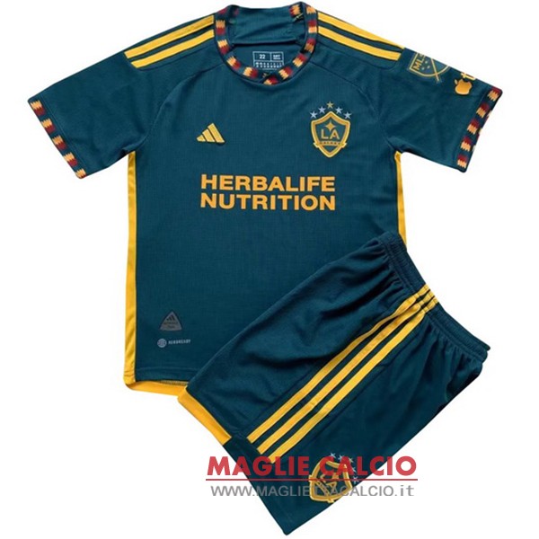 nuova seconda magliette los angeles galaxy set completo bambino 2023-2024 verde