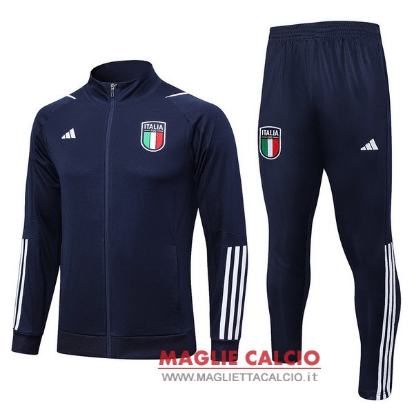 nuova italia insieme completo blu navy bianco giacca lunga zip 2023