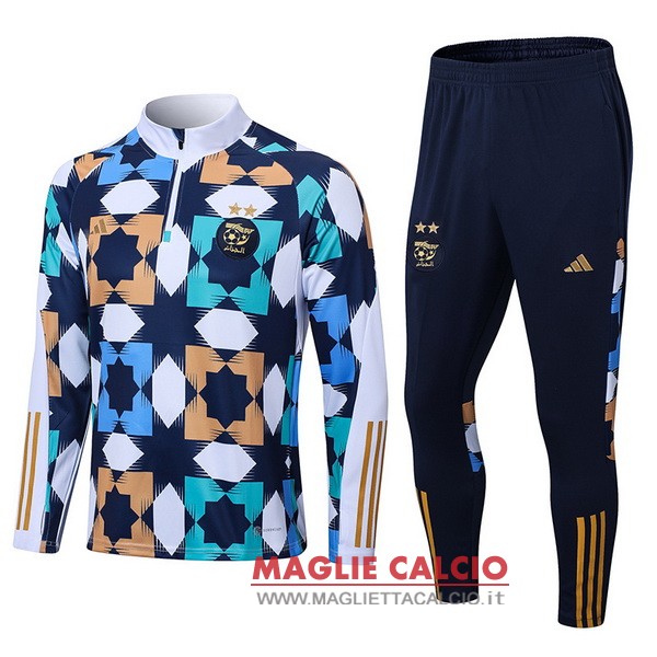 felpa da allenamento bambino set completo algeria 2022-2023 bianco blu