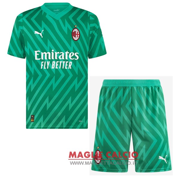 nuova magliette portiere ac milan set completo bambino 2023-2024 verde