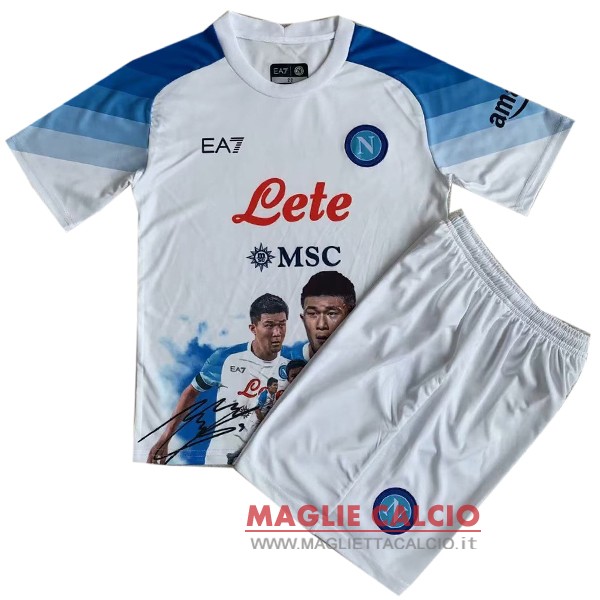 nuova speciale set completo magliette napoli bambino 2022-2023 bianco blu
