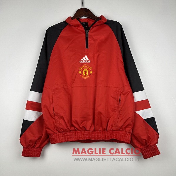 manchester united rosso nero giacca a vento 2023-2024
