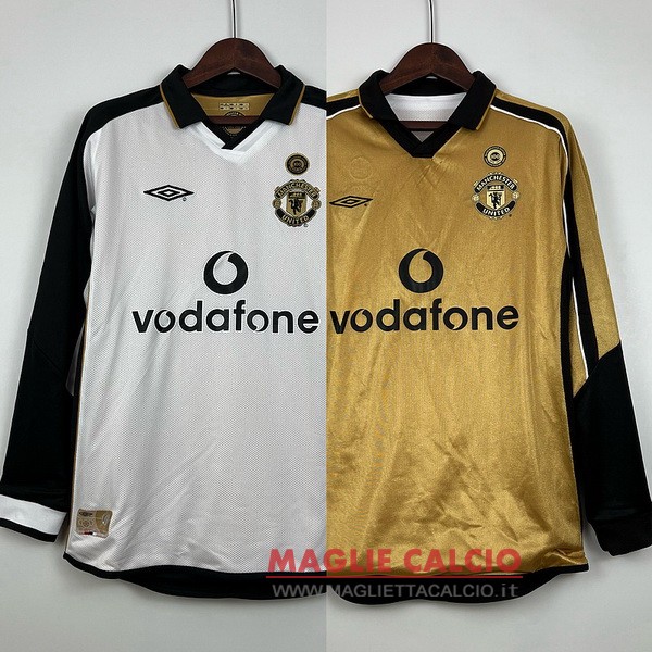 nuova seconda manica lunga divisione magliette Manchester United retro 2001-2002