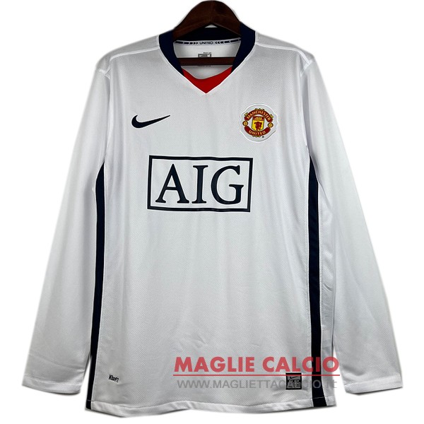 nuova seconda manica lunga divisione magliette Manchester United retro 2007-2008