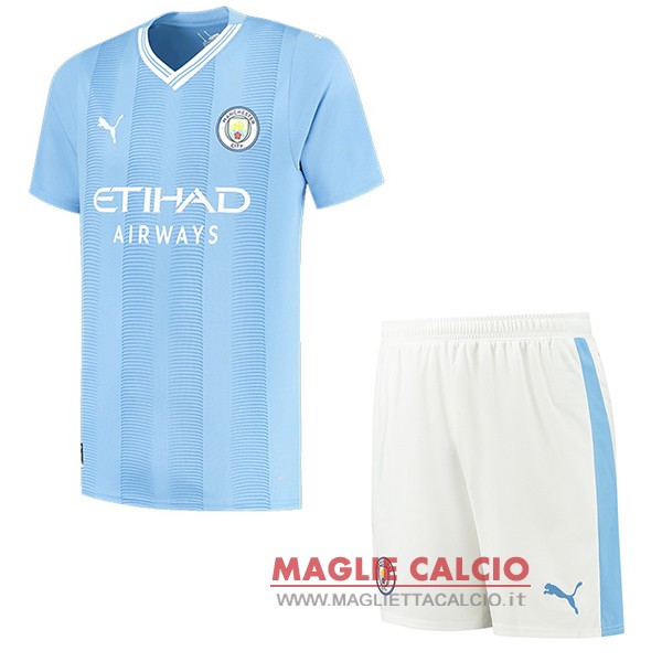 nuova prima magliette manchester city set completo bambino 2023-2024